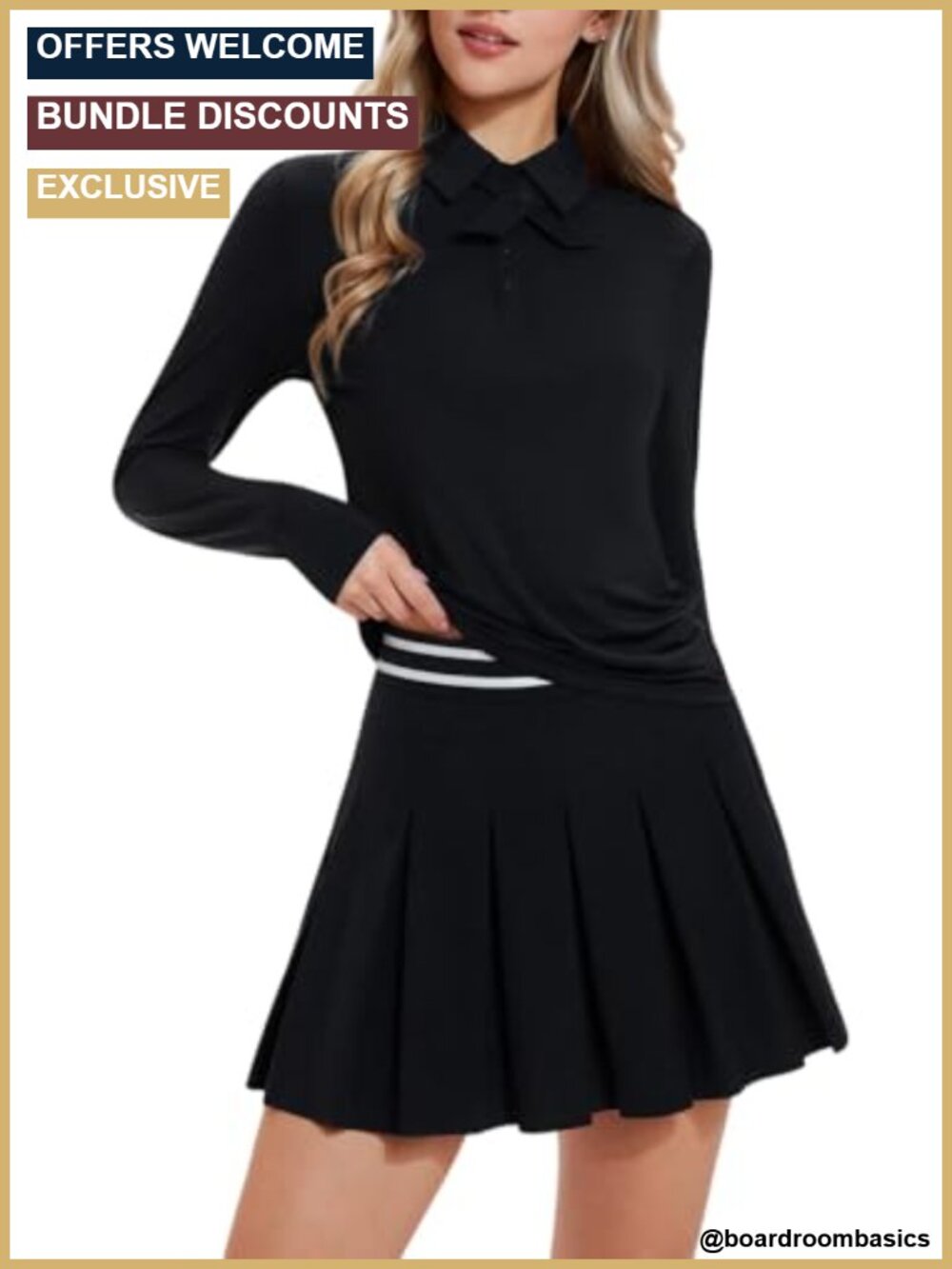 AFZ Two Piece Tennis Skirt Set Nylon Spandex Golf Polo Shirt Skort Outfit